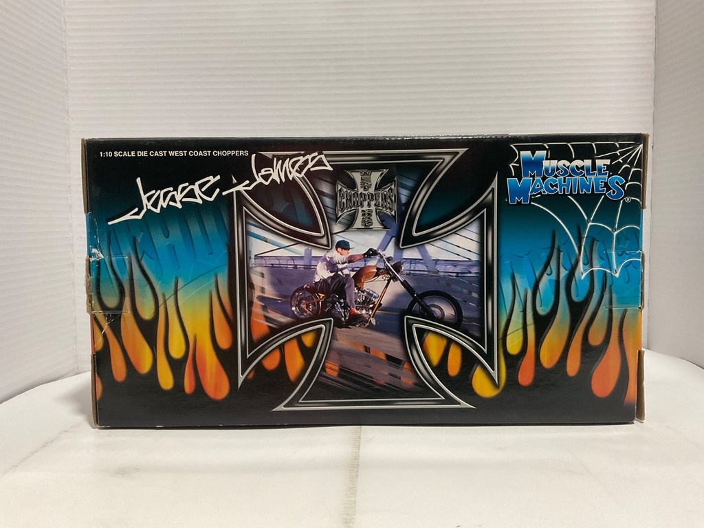 1:10 MUSCLE MACHINES WEST COAST CHOPPERS JJO4-10-02 RED/SILVER FLAMES image