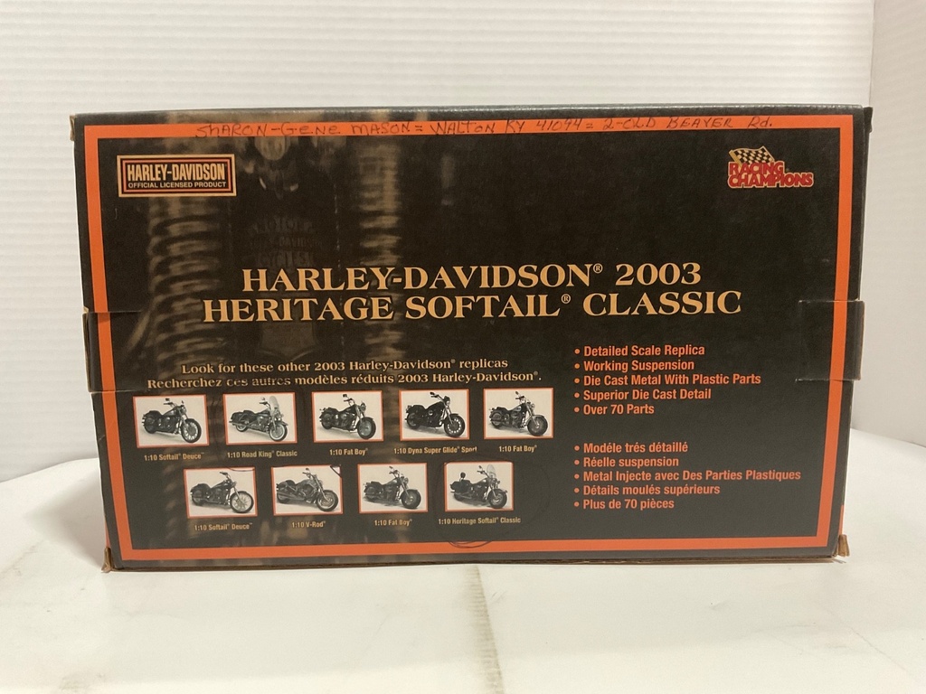 1:10 ERTL RACING CHAMPIONS HARLEY-DAVIDSON 2003 HERITAGE SOFTAIL CLASSIC BLACK image