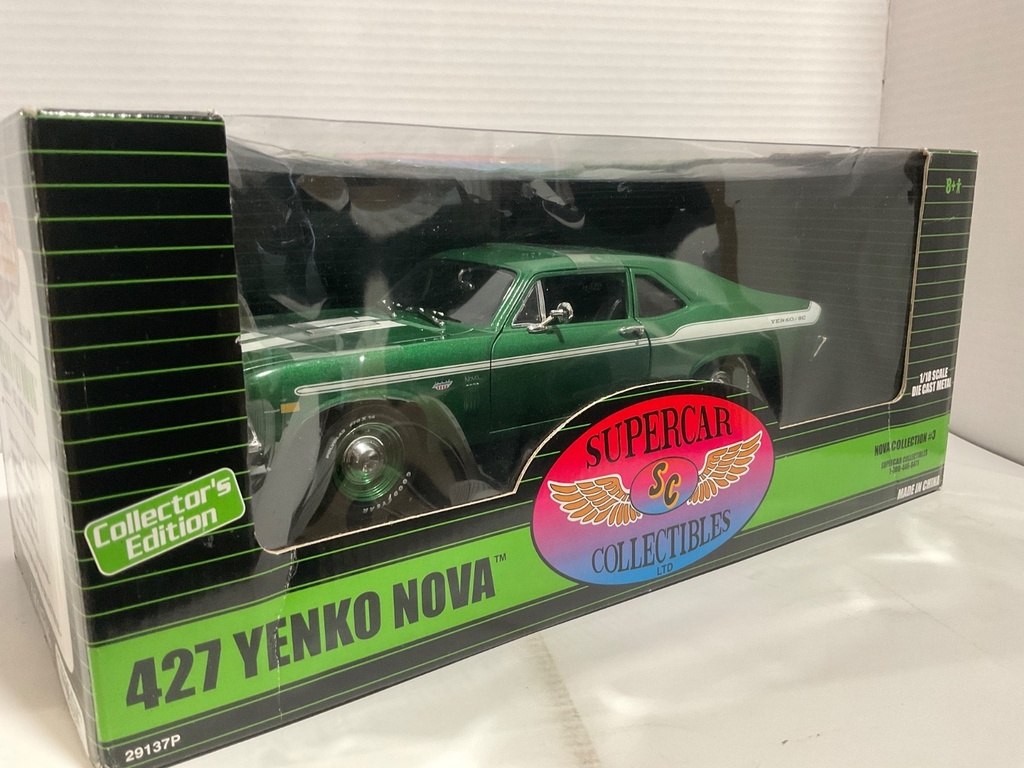 1:18 AMERICAN MUSCLE SUPERCAR COLLECTIBLES 427 YENKO NOVA GREEN/WHITE image