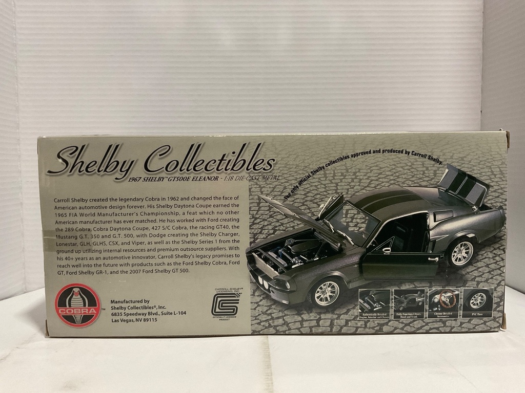 1:18 SHELBY COLLECTIBLES 1967 SHELBY GT500E ELEANOR GREY/BLACK ON BLACK image