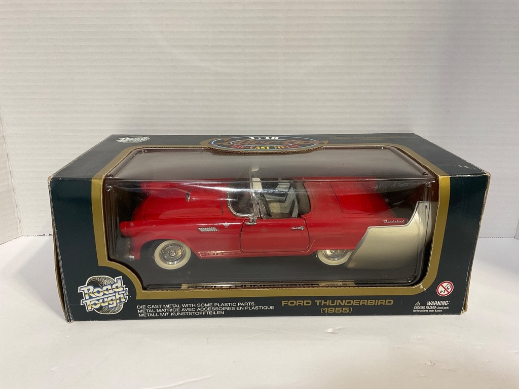 [111865] 1:18 ROAD TOUGH FORD THUNDERBIRD 1955 RED/CREAM ON CREAD *TOP CAME OFF