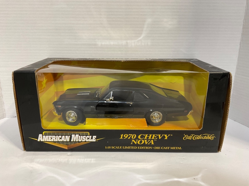 [111876] 1:18 ERTL AMERICAN MUSCLE 1970 CHEVY NOVA BLACK ON BLACK