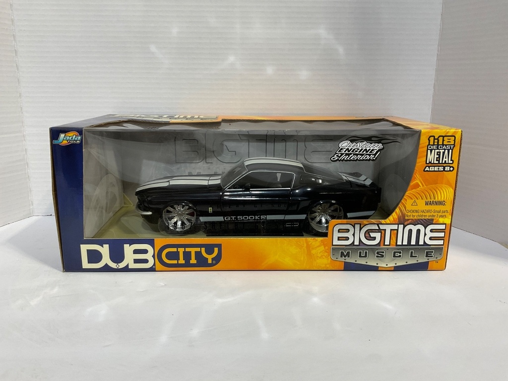 [111890] 1:18 JADA TOYS DUB CITY (DISPLAYED) 1967 SHELBY GT-500KR BLACK/WHITE ON BLACK