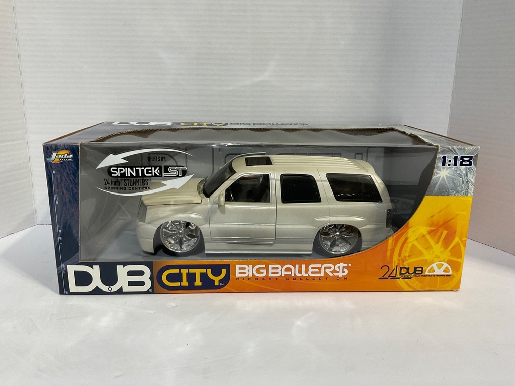 [111891] 1:18 JADA TOYS DUB CITY (DISPLAYED) CADILLAC ESCALADE CREAM ON GREY/BROWN