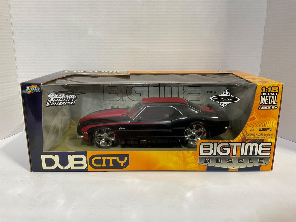 [111894] 1:18 JADA TOYS DUB CITY (DISPLAYED) 1968 CHEVROLET CAMARO RED/BLACK ON RED/BLACK