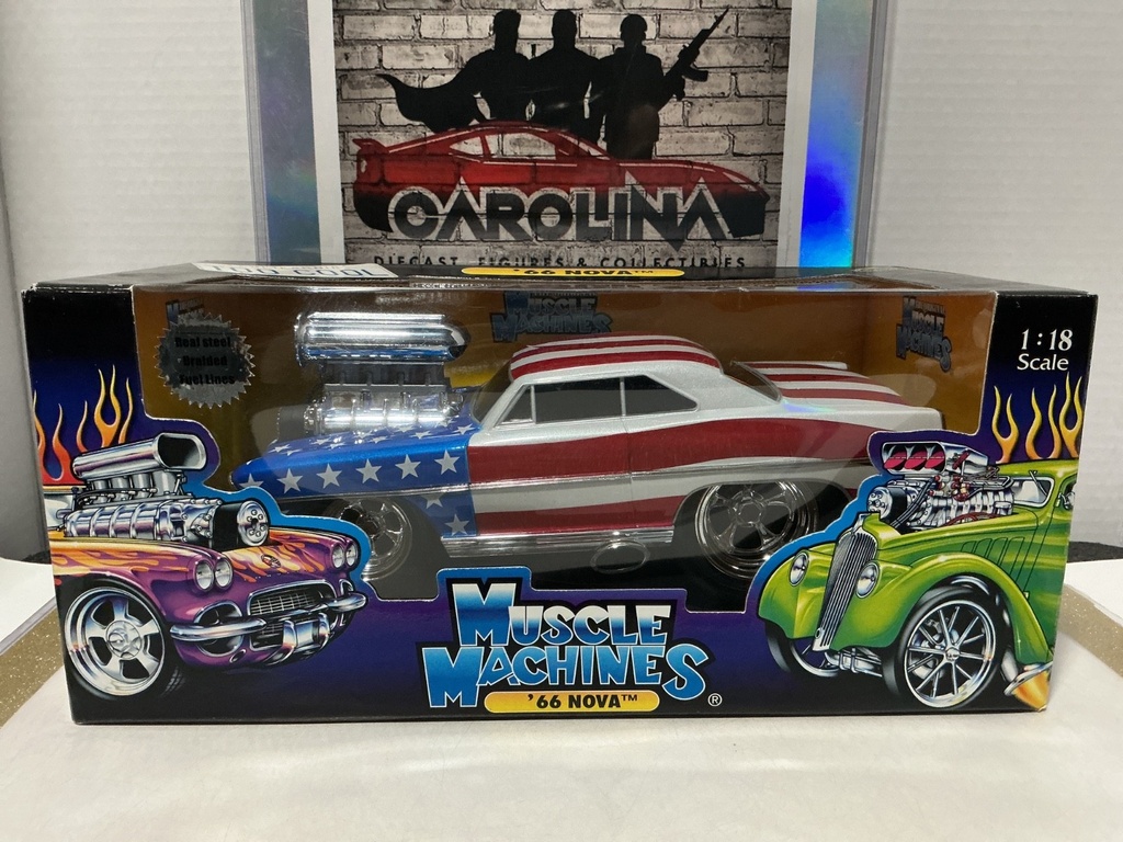 [111779] 1/18: MUSCLE MACHINES RED WHITE AND BLUE  ‘66 NOVA