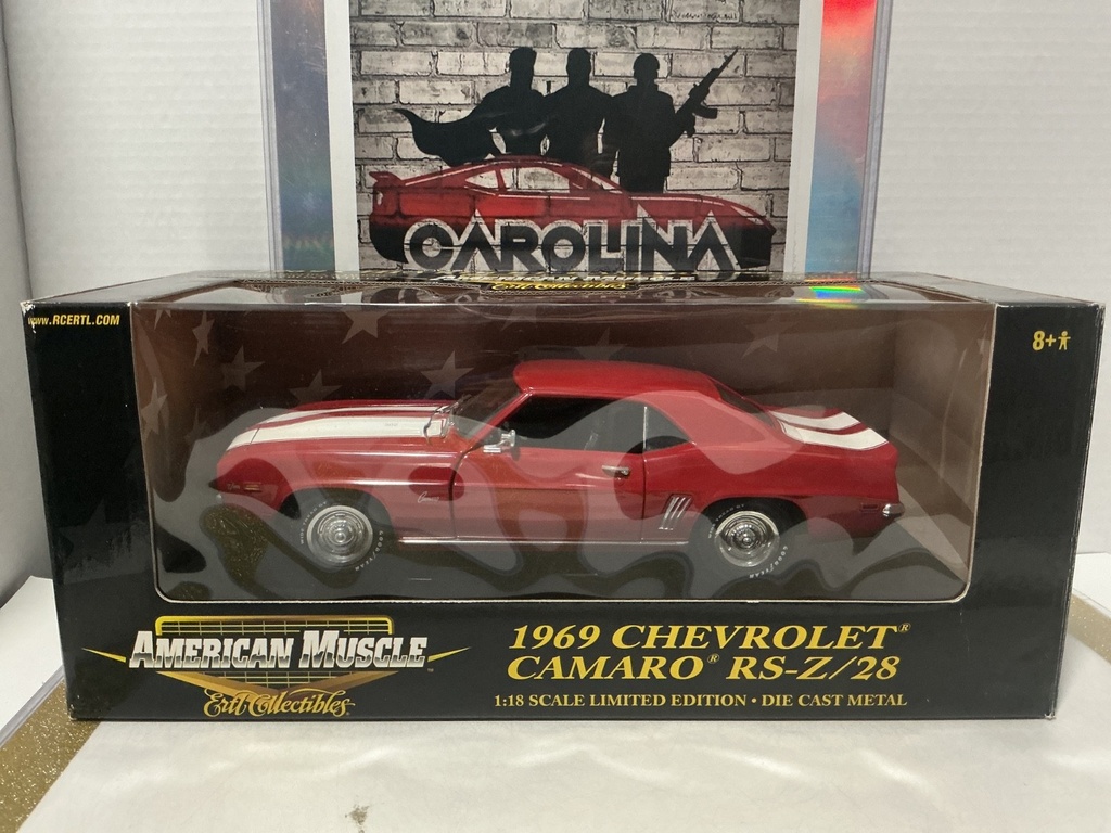 1/18: ERTL 1969 CHEVROLET CAMARO RS-Z / 28 RED W/ WHITE STRIPES