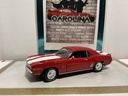 1/18: ERTL 1969 CHEVROLET CAMARO LE RED ON BLACK WITH WHITE STRIPE