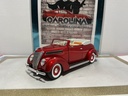 1/18: ROAD SIGNATURE 1937 FORD CONVERTIBLE *DOOR HANDLE LOOSE* RED ON CREAM
