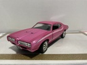 1/18 ERTL 1969 GTO PONTIAC MAGENTA PINK ON BLACK (MISSING DRIVER MIRROR)