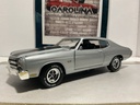 1:18 ERTL 1970 CHEVELLE SILVER ON BLACK [RASH ON ROOF]   [NO BOX]