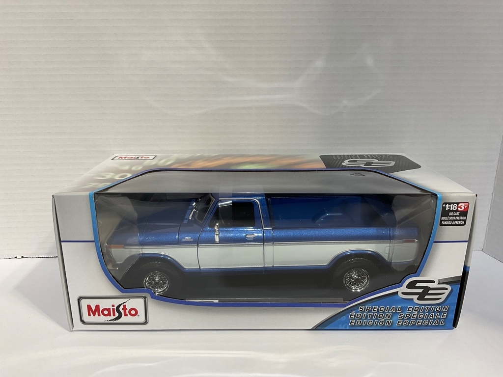 1:18 MAISTO 1979 FORD F150 PICK-UP BLUE WITH WHITE STRIPES