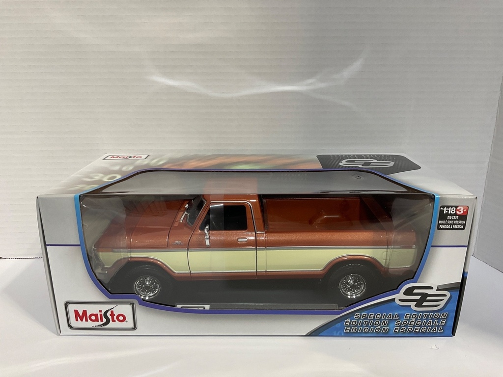 1:18 MAISTO 1979 FORD F150 PICK-UP BROWN WITH CREAM STRIPES
