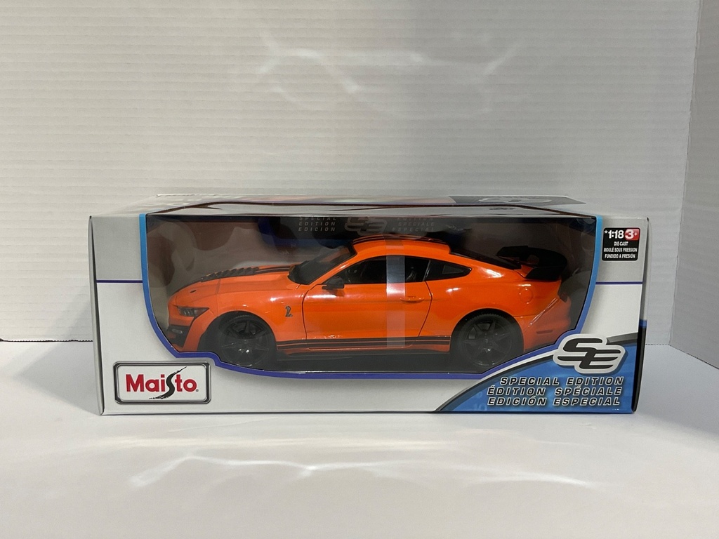 1:18 MAISTO 2020 MUSTANG SHELBY GT500 ORANGE WITH BLACK STRIPES