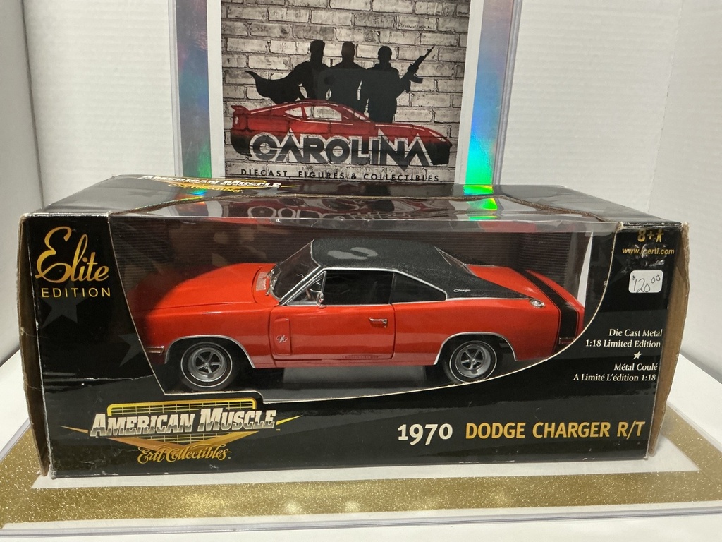1:18 AMERICAN MUSCLE 1970 DODGE CHARGER R/T ORANGE ON BLACK