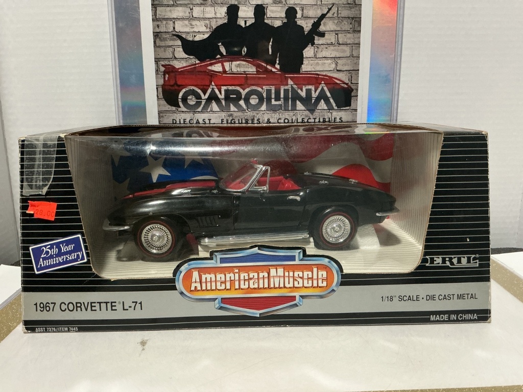 1:18 ERTL 25TH ANNIVERSARY 1967 CORVETTE L-71 BLACK ON RED