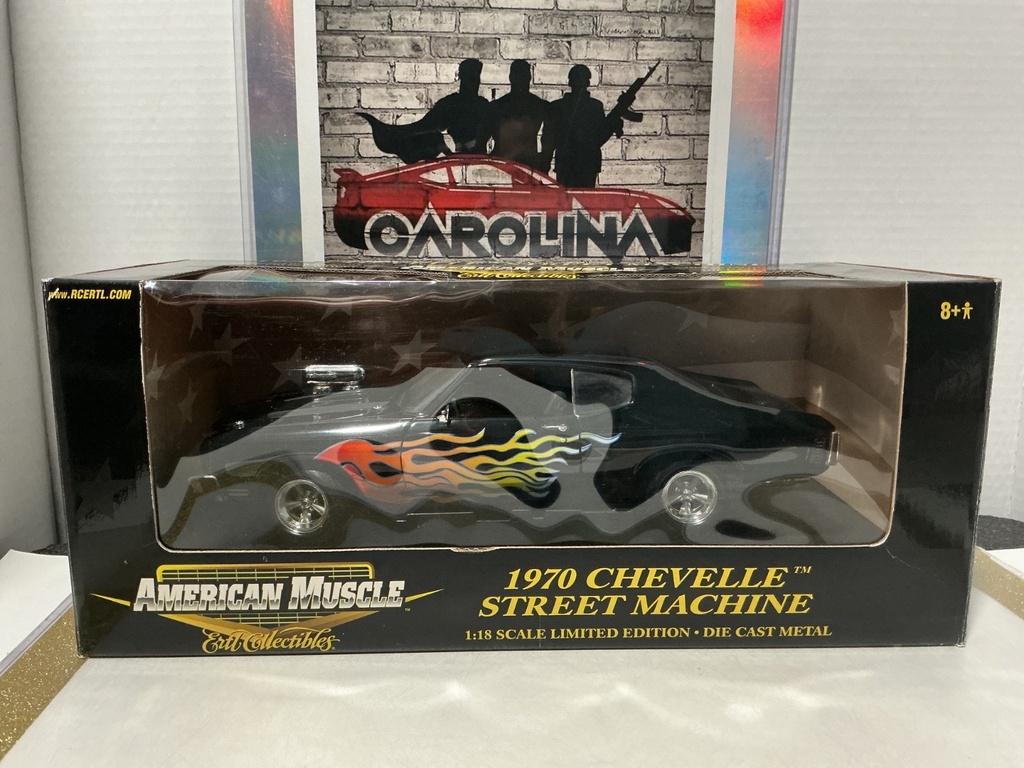 1:18 ERTL 1970 CHEVELLE STREET MACHINE BLACK ON BLACK