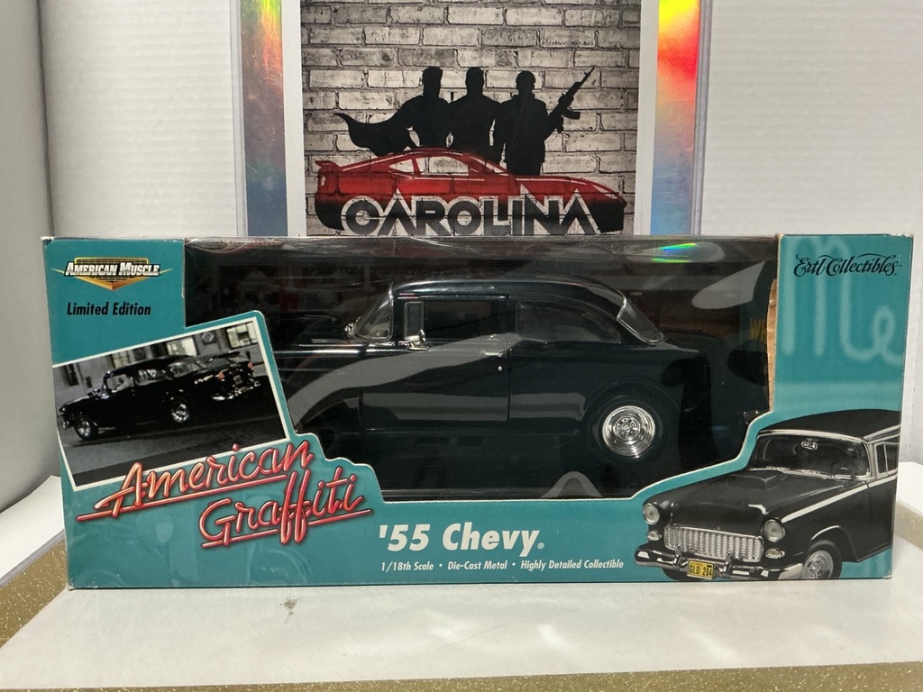 1:18 ERTL AMERICAN GRAFFITI ‘55 CHEVY BLACK ON BLACK
