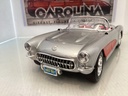 1:18 BURAGO 1957 CHEVROLET CORVETTE SILVER ON RED CONVERTIBLE