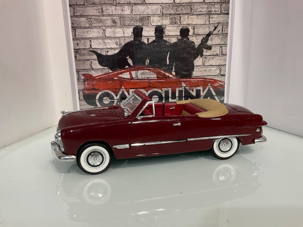 1:18 MIRA 1949 FORD ESCALA *MISSING MIRROR & SPOTS ON CHROME* BURGUNDY ON TAN