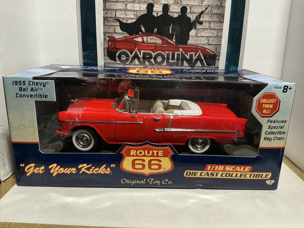 [008599] 1:18 ROUTE 66  “GET YOUR KICKS” 1955 CHEVY BEL AIR CONVERTIBLE