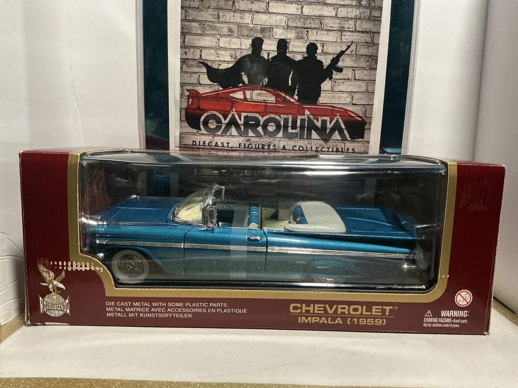 1:18 ROAD LEGENDS - 1959 CHEVROLET IMPALA [BLUE] [MINOR SCUFF/DAMAGE ON BOX]