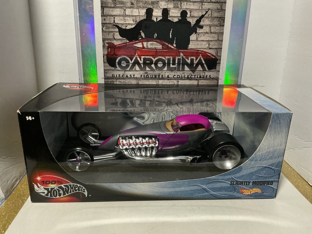 1:18 HOTWHEELS 100% - SLIGHTLY MODIFIED PURPLE / GRAY ON BROWN