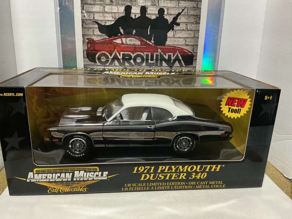 1:18 ERTL  AMERICAN MUSCLE - 1971 PLYMOUTH DUSTER 340 [black  CHROME/WHITE]