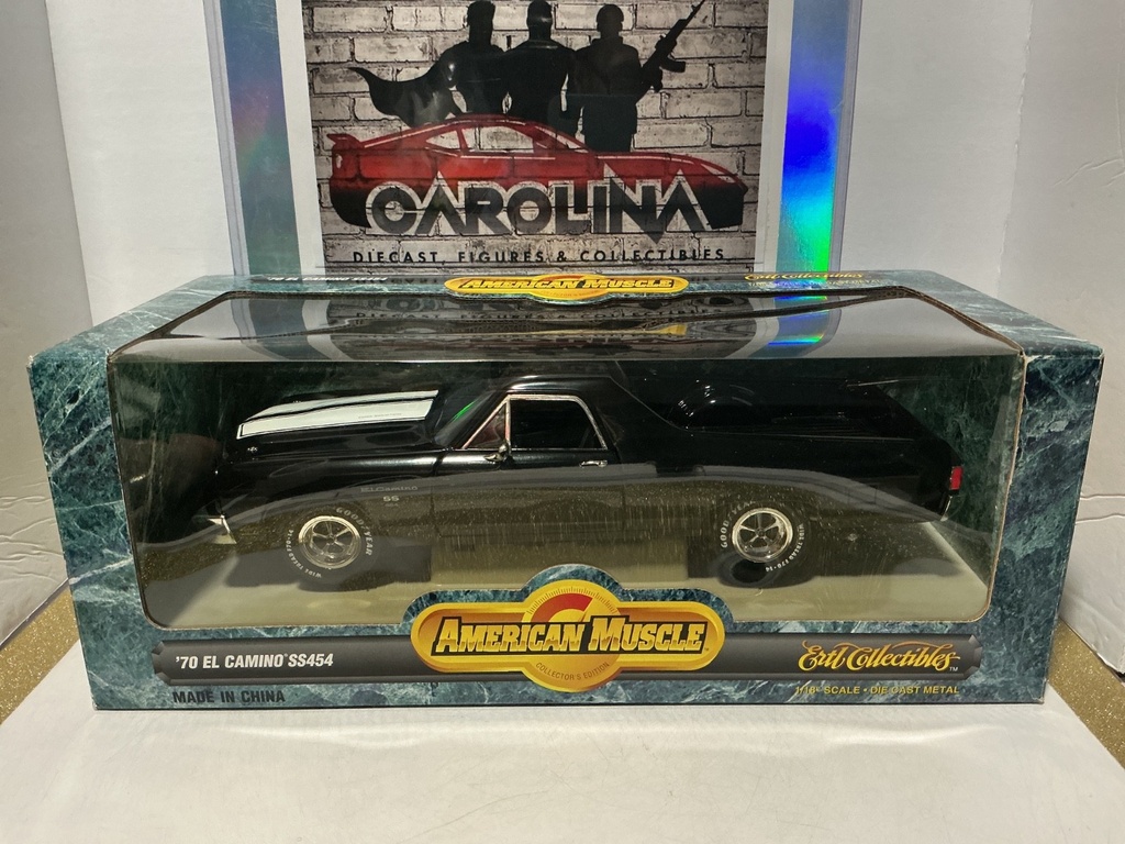 1:18 ERTL - ‘70 EL CAMINO SS454 [BLACK W/ WHITE STRIPES]