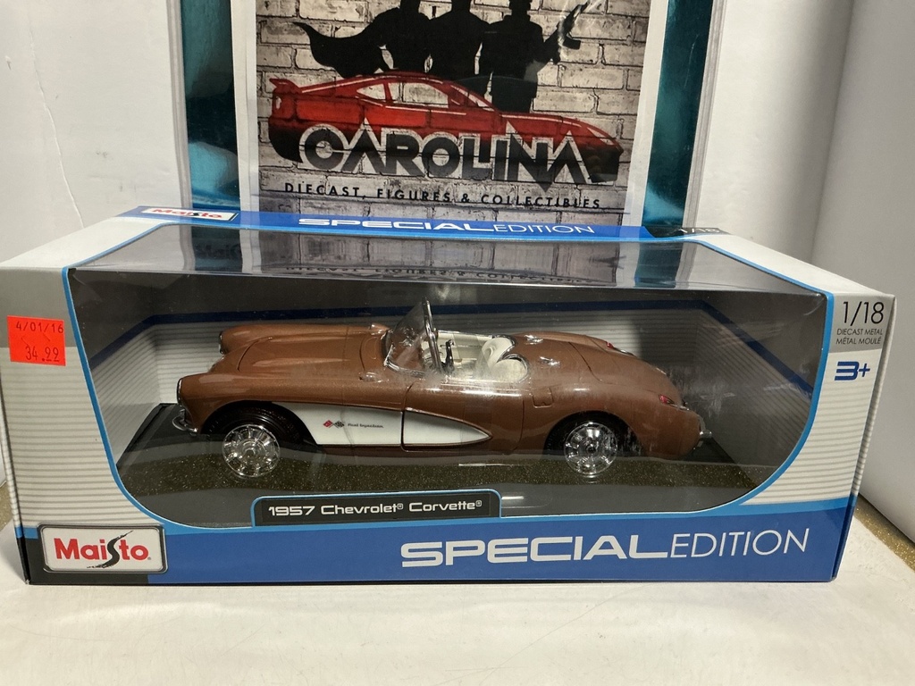 [009437] 1:18 MAISTO PREMIERE EDITION - 1957 CHEVROLET CORVETTE [BROWN ON WHITE]