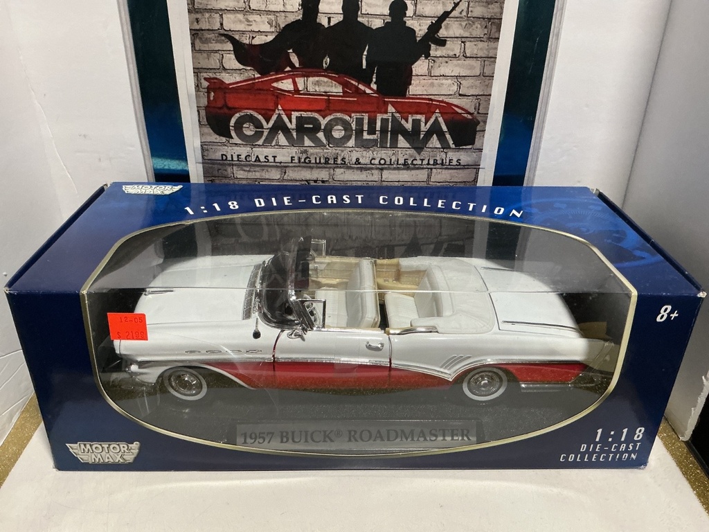 [009440] 1:18 MOTORMAX DIECAST COLLECTION - 1957 BUICK ROADMASTER [WHITE/RED]