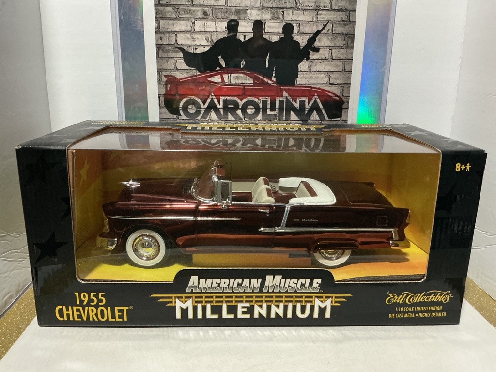 1:18 ERTL  AMERICAN MUSCLE MILLENNIUM - 1955 CHEVROLET [BRONZE CHROME ON WHITE]