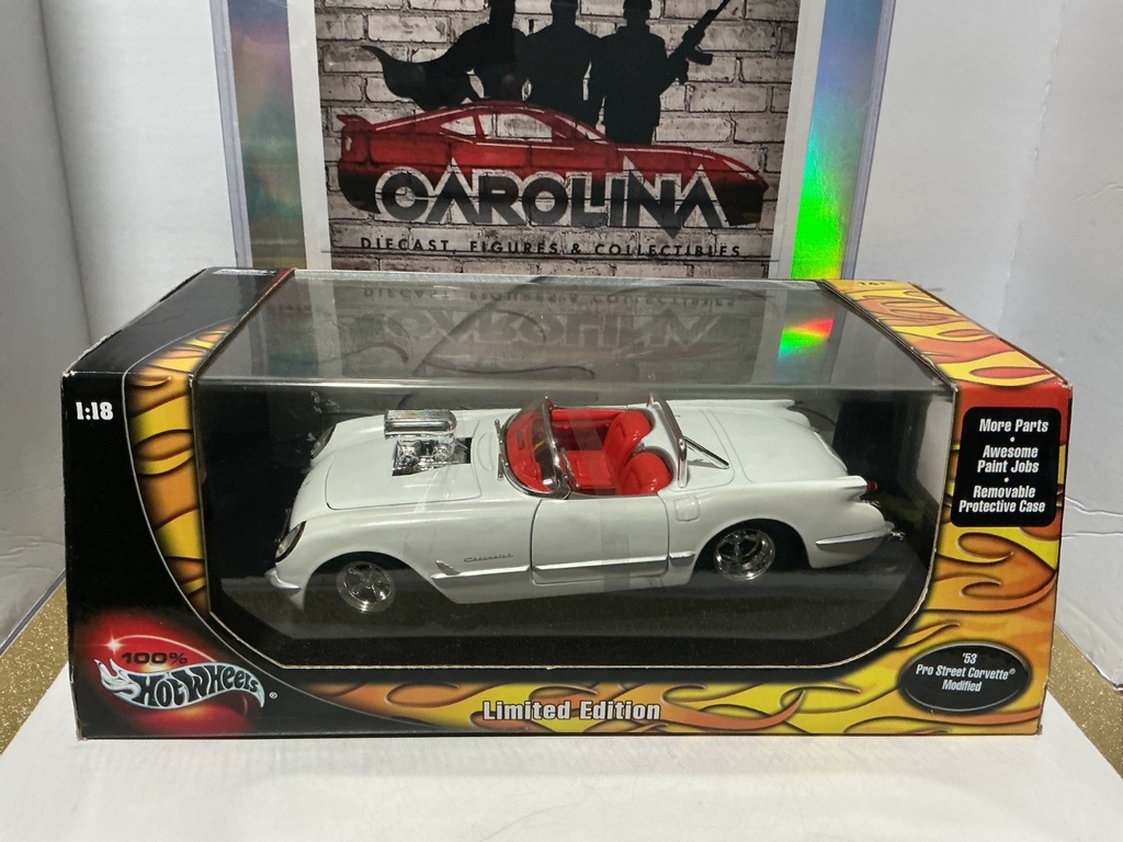 [008962] 1:18 HOTWHEELS COLLECTIBLES - ‘53 PROSTREET CORVETTE MODIFIED WHITE ON RED
