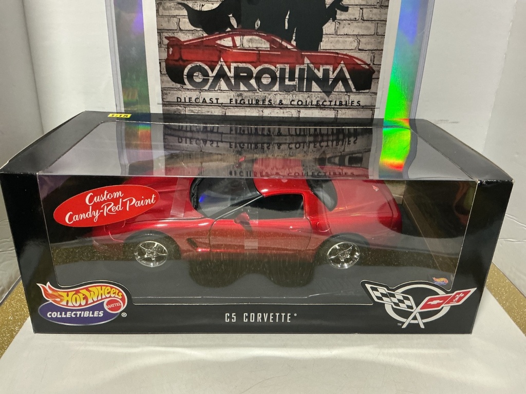 [008956] 1:18 HOTWHEELS COLLECTIBLES - C5 CORVETTE RED ON BLACK