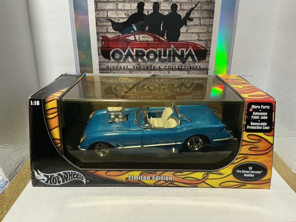 1:18 HOTWHEELS - LIMITED EDITION ‘53 PRO STREET CORVETTE MODIFIED BLUE ON WHITE