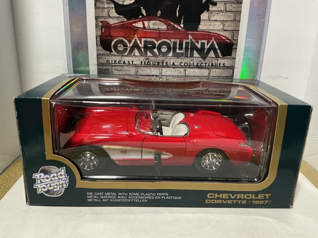 [010259] 1:18 ROAD TOUGH - 1957 CHEVROLET CORVETTE RED ON WHITE