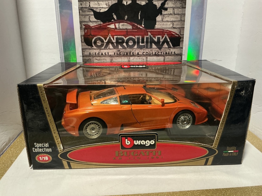 1:18 BURAGO MADE IN ITALY EB 110 1991 ORANGE ON TAN