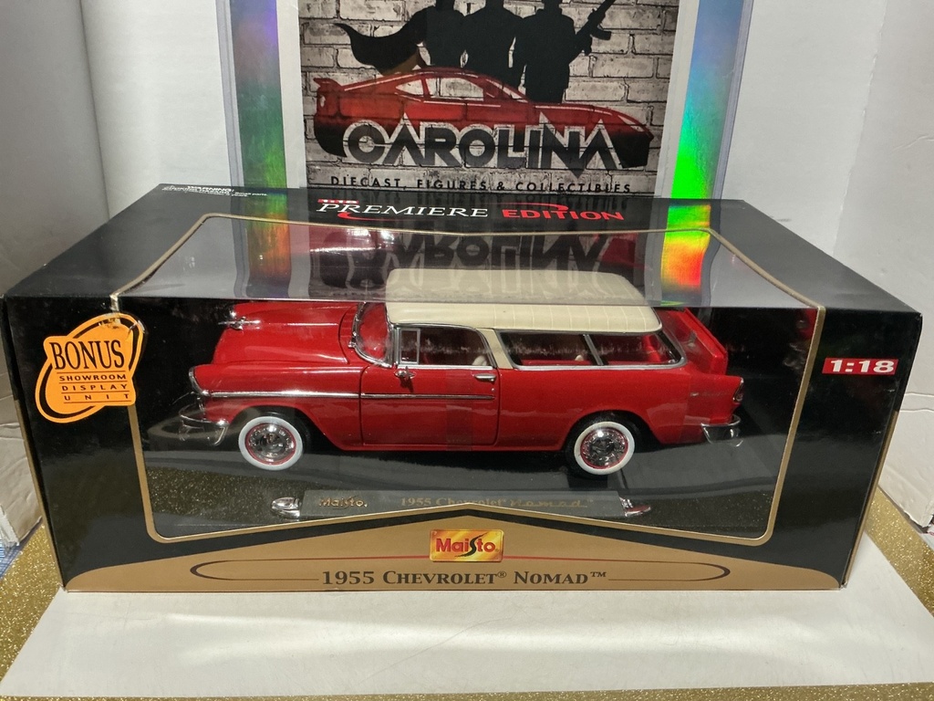 [010227] 1:18 MAISTO PREMIERE EDITION 1955 CHEVROLET NOMAD RED ON WHITE