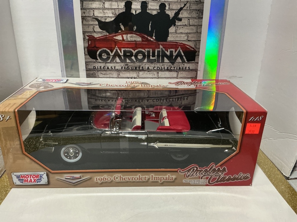 1:18 MOTORMAX 1960 CHEVROLET IMPALA BLACK ON RED / CREAM