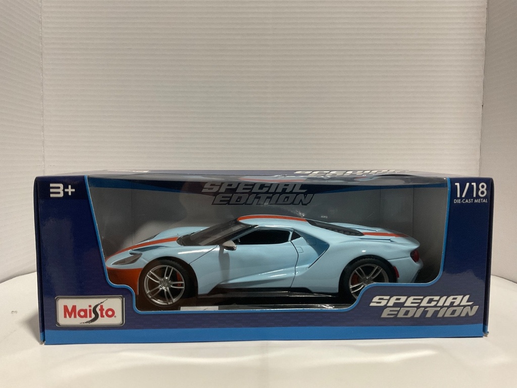 1:18 MAISTO 2019 FORD GT BLUE/ORANGE ON BLACK