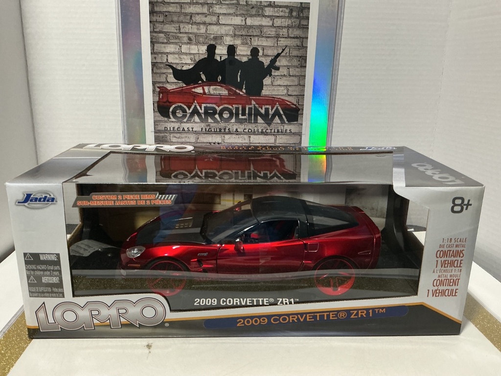 1:18 JADA TOYS LOPRO 2009 CORVETTE ZR1 CHROME RED ON BLACK
