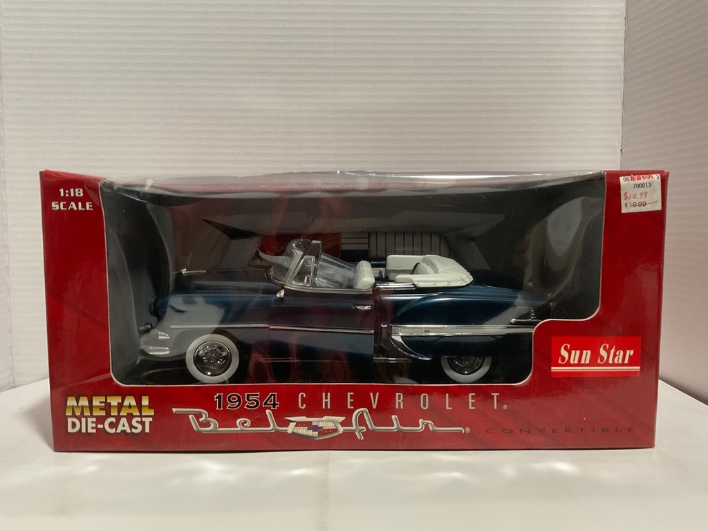 [112448] 1:18 SUN STAR 1954 CHEVROLET BEL AIR CONVERTIBLE BLUE ON WHITE