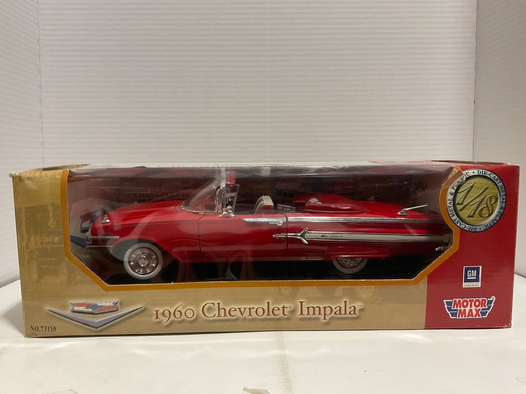 1:18 MOTOR MAX 1960 CHEVROLET IMPALA RED ON CREAM/GREY