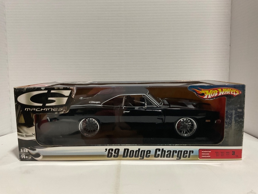 1:18 HOT WHEELS G MACHINES ‘69 DODGE CHARGER BLACK ON BLACK