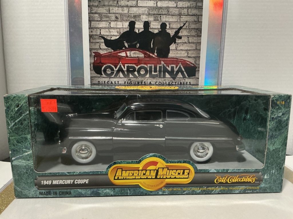 1:18 ERTL AMERICAN MUSCLE 1949 MERCURY COUPE BLACK ON GREY