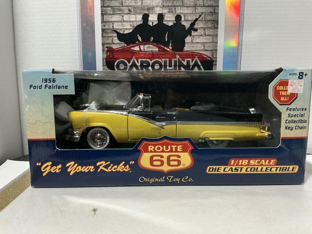 1:18 ROUTE 66 “GET YOUR KICKS” 1956 FORD FAIRLANE BLACK / YELLOW