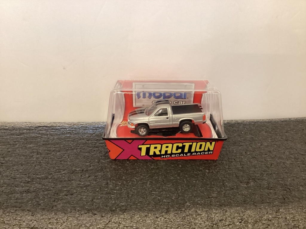 [003362] JOHN LIGHTNING  XTRACTION HO SLOT CAR MOPAR DODGE RAM PICK UP SILVER