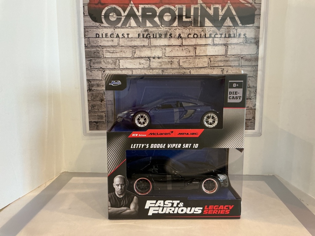 JADA DIE CAST- FAST & FURIOUS MCLAREN MP4 LETTY’S DODGE VIPER SRT 10 CARS