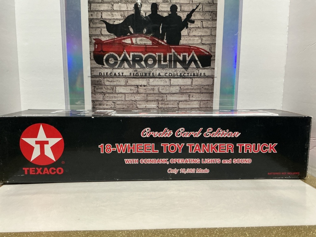 TEXACO CREDIT CARD EDITION 18-WHEEL TOY TANKER TRUCK COINBANK, W/LIGHTS & SOUND