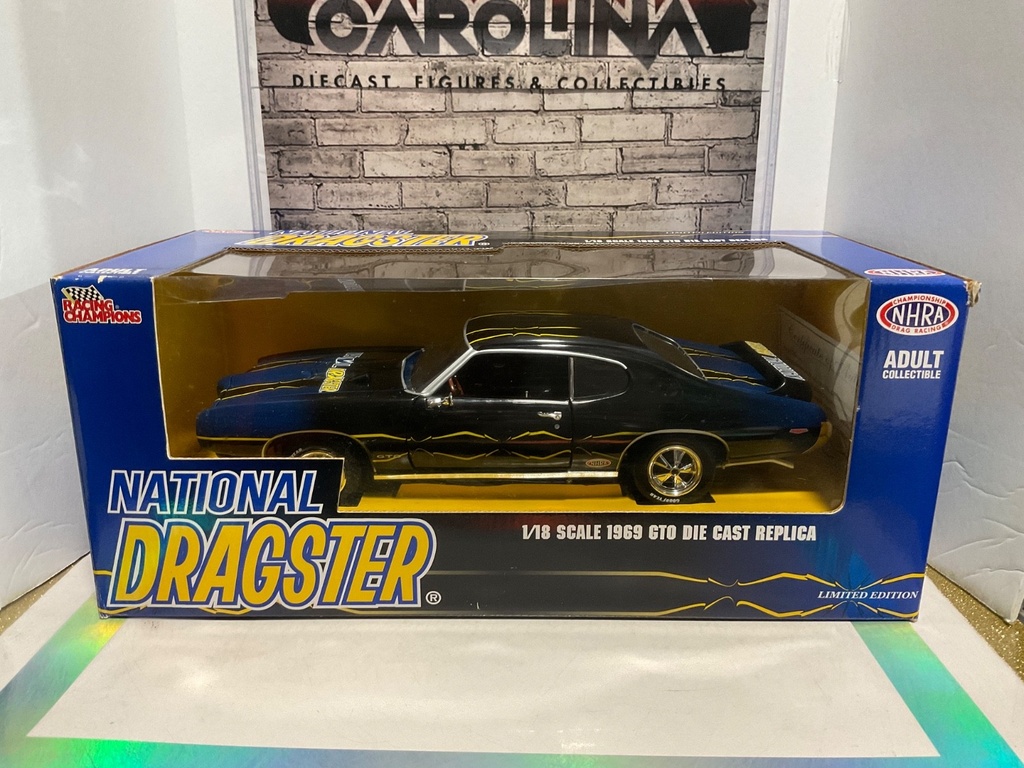 [100911] 1/18 RACING CHAMPIONS NATIONAL DRAGSTER 1969 GTO DIE CAST REPLICA, BOX DAMAGE